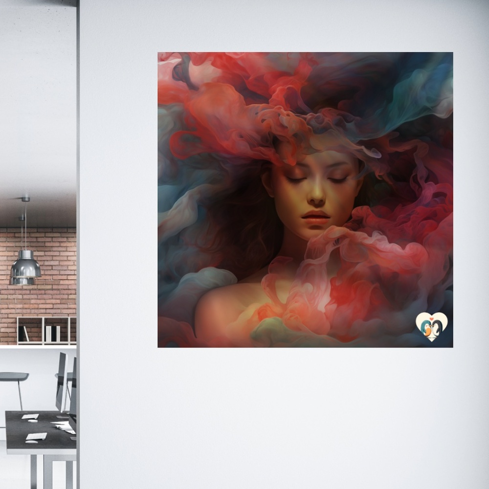 Woman Wall art Canvas Print Abstract Art Wall square Watercolor Livingroom 37x37